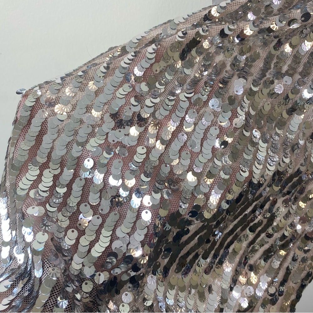 Zara Silver Sequin Flare Pants - Picture 5 of 8